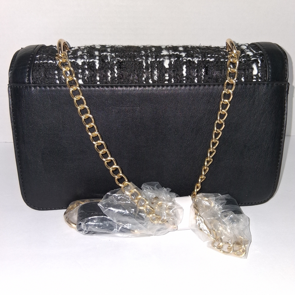 Badgley Mischka Black and White Twead Crossbody Bag - Picture 3 of 10
